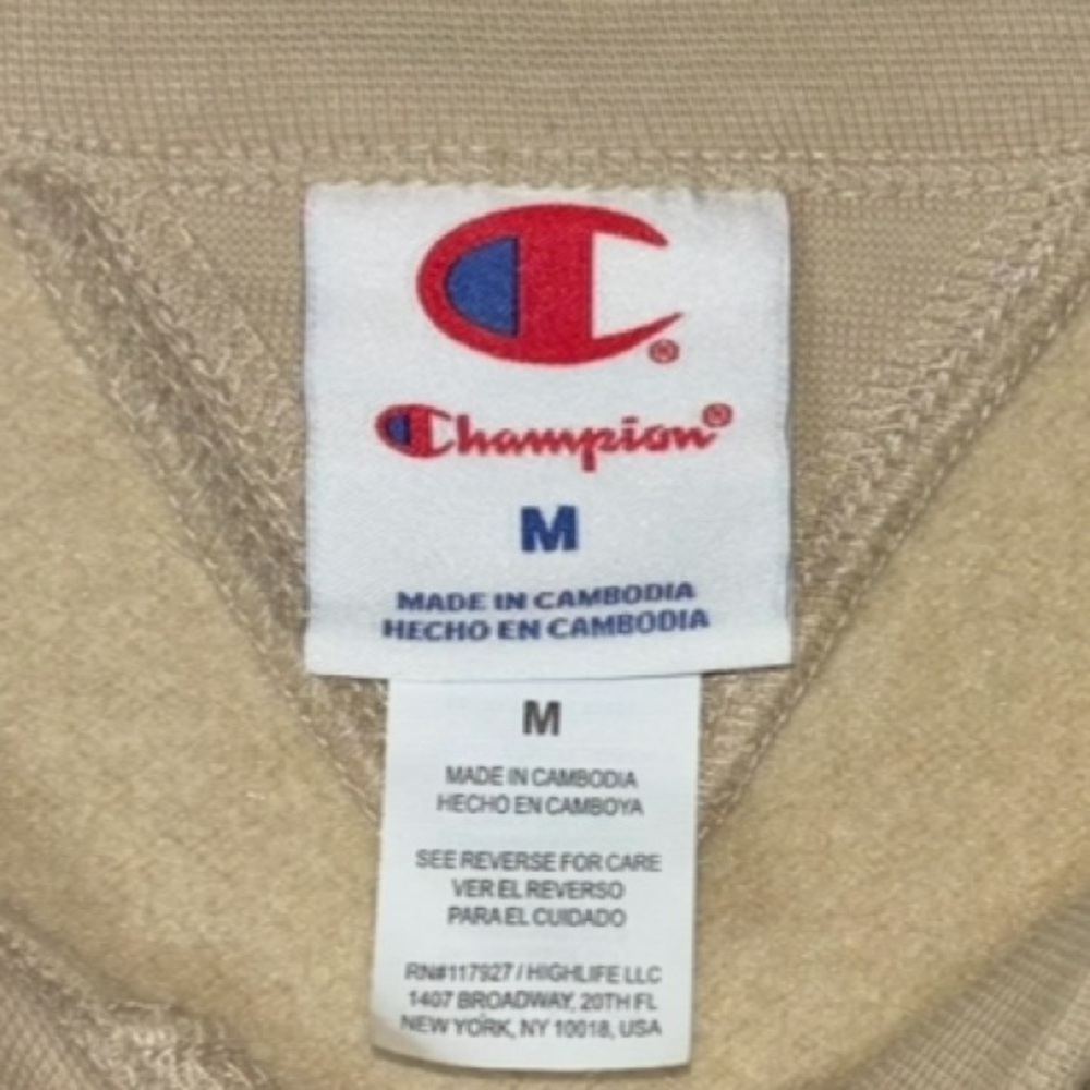 Champion Women's Short Sleeve Fleece Sweatshirt Size Medium Vintage Inspired Tan - Picture 11 of 16